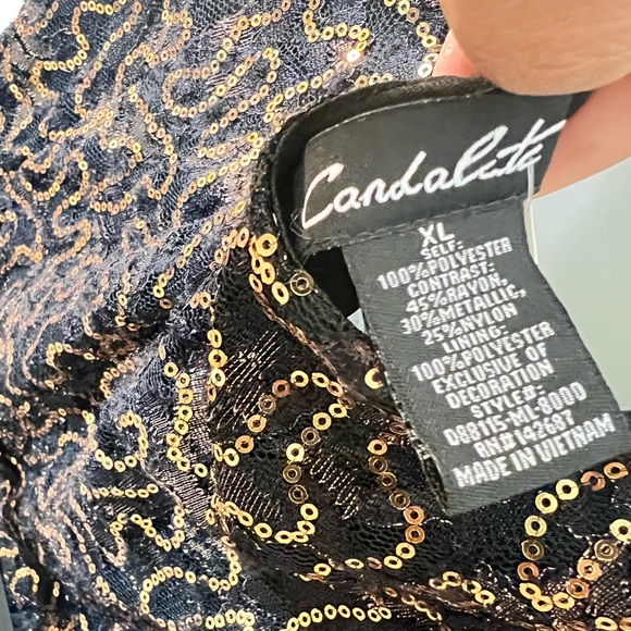 Candalite Black and Gold Sequin Fit and flare formal XL NEW Women's Dress - Picture 7 of 12